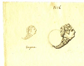 1686  poss ring, from Smyrna with head of person